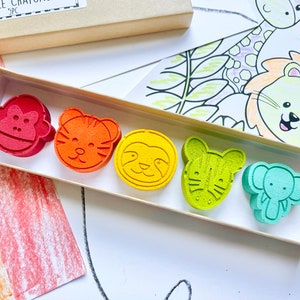 Jungle Animal Crayons  - Safari Party Favors - Stocking Stuffers - Easter Basket Stuffers - Kids Birthday Gifts - Gifts For Kids - Kid Gifts