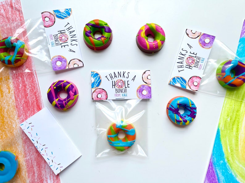 Donut Party Favors Donut Crayons Thanks A Hole Bunch Party Favors Personalized Kids Party Favors Donut Party Favor Bags Donuts image 2