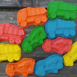 Dump Truck and Cement Truck Crayons set of 20 Construction Party Favors Construction Birthday Party Dump Truck Crayons Shaped Crayon image 1