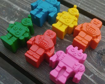 Robot Crayons Set Of 12 - Robot Party Favors - Robot Crayons - Robot Birthday Party Favors - Party Favors - Robot Gift - Crayons - Robots