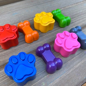 Puppy Paw Print & Bone Crayons 20 Dog Party Favors - Puppy Party Favors - Puppy Dog Birthday Party - Kids Party Favors - Class Party Favors
