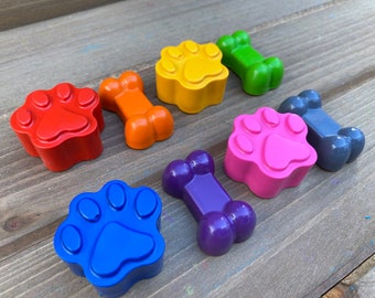 Puppy Paw Print & Bone Crayons 20 Dog Party Favors - Puppy Party Favors - Puppy Dog Birthday Party - Kids Party Favors - Class Party Favors
