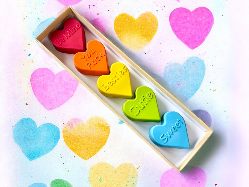 Conversation Heart Crayons Valentine's Day Gifts For Kids Valentines Day Class Favors Kids Valentine's Day Gifts Valentine's Gifts image 2