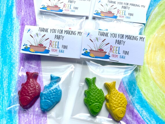 Fish Party Favors - Fish Crayons - Fish Birthday Party Favors - Personalized Kids Party Favors - Fish Party Favor Bags - Fishing Party Favor Il_570xn