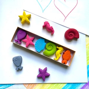 Mermaid Under The Sea Ocean Crayons - Mermaid Party Favors - Kids Gifts - Stocking Stuffers - Kids Birthday Gifts - Easter Basket Stuffers