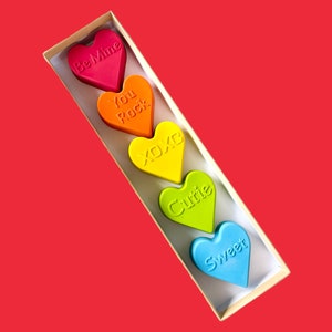 Conversation Heart Crayons Valentine's Day Gifts For Kids Valentines Day Class Favors Kids Valentine's Day Gifts Valentine's Gifts afbeelding 1