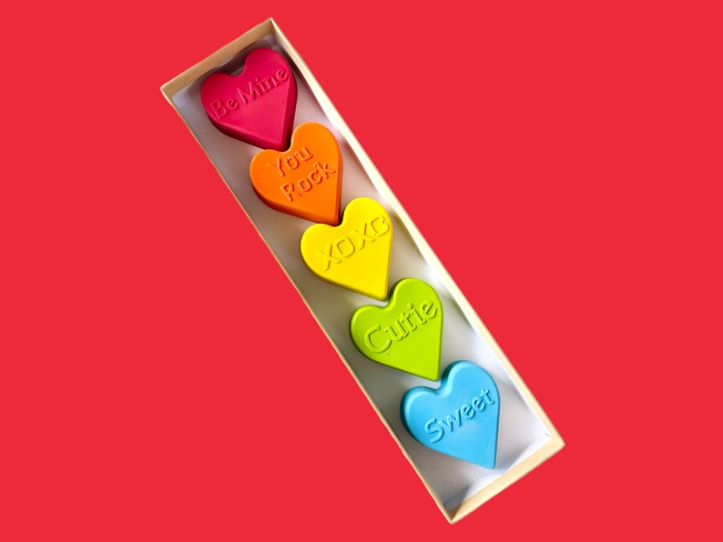 Conversation Heart Crayons Valentine's Day Gifts For Kids Valentines Day Class Favors Kids Valentine's Day Gifts Valentine's Gifts afbeelding 1