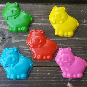 Hippo Crayons set of 50 Hippo Party Favors Hippo Birthday Hippo Party Hippo Crayons Shaped Crayons Classroom Favors Gifts image 1