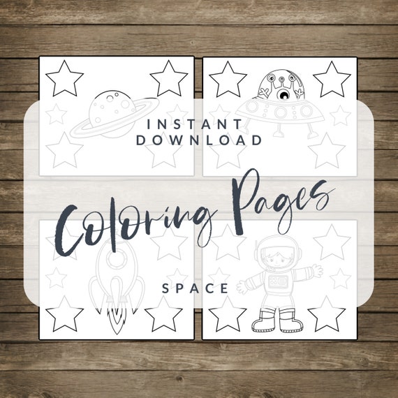 Space Coloring Pages Instant Download Space Party Favors Outer Space Party Printable Kids Coloring Pages Rocket Ship Party Supply By Kageskrayons Catch My Party