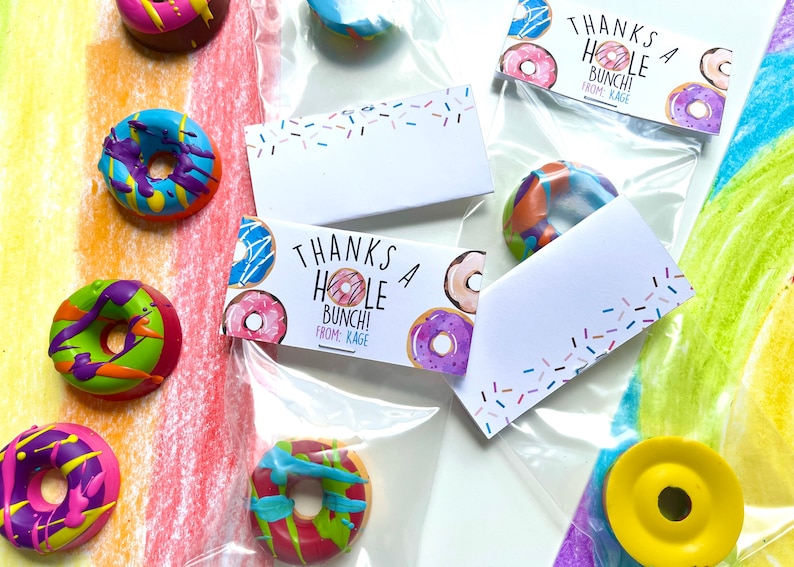 Donut Party Favors Donut Crayons Thanks A Hole Bunch Party Favors Personalized Kids Party Favors Donut Party Favor Bags Donuts image 3