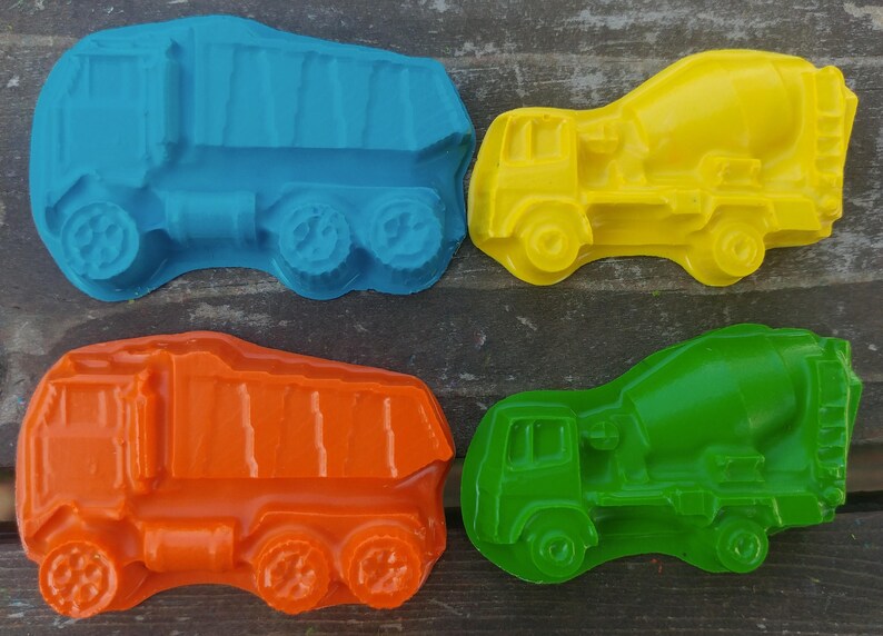 Dump Truck and Cement Truck Crayons set of 20 Construction Party Favors Construction Birthday Party Dump Truck Crayons Shaped Crayon image 5