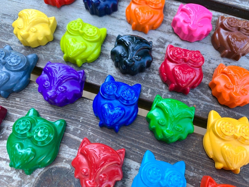 Woodland Crayons Set of 40 Fox Party Favors Gifts For Kids Kids Gifts Owl Party Favors Woodland Party Favors Forest Animals