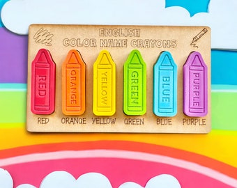 English Color Name Crayons - Educational Gifts - Gifts For Kids - Toddler Gifts - Stocking Stuffers - Easter Basket Stuffers - Crayon Puzzle