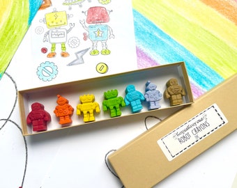 Robot Crayons - Robot Party Favors - Kids Gifts - Kids Stocking Stuffers - Kids Birthday Gifts - Easter Basket Stuffers - Kids Party Favors