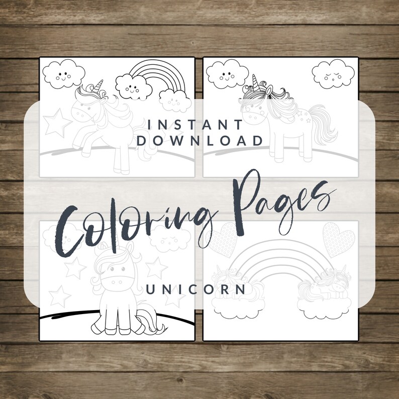 Unicorn Coloring Pages Instant Download Unicorn Printables Unicorn Party Party Supplies Kids Coloring Pages Unicorn Birthday Party image 1