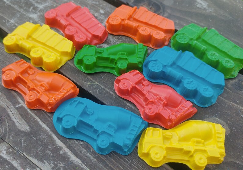 Dump Truck and Cement Truck Crayons set of 20 Construction Party Favors Construction Birthday Party Dump Truck Crayons Shaped Crayon image 7