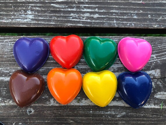 Mini Heart crayons set of 10 - Valentines Day Kids - Valentines Day Crayons - Valentines Crayons - Kids Valentines - Valentines Day Favors Il_570xn