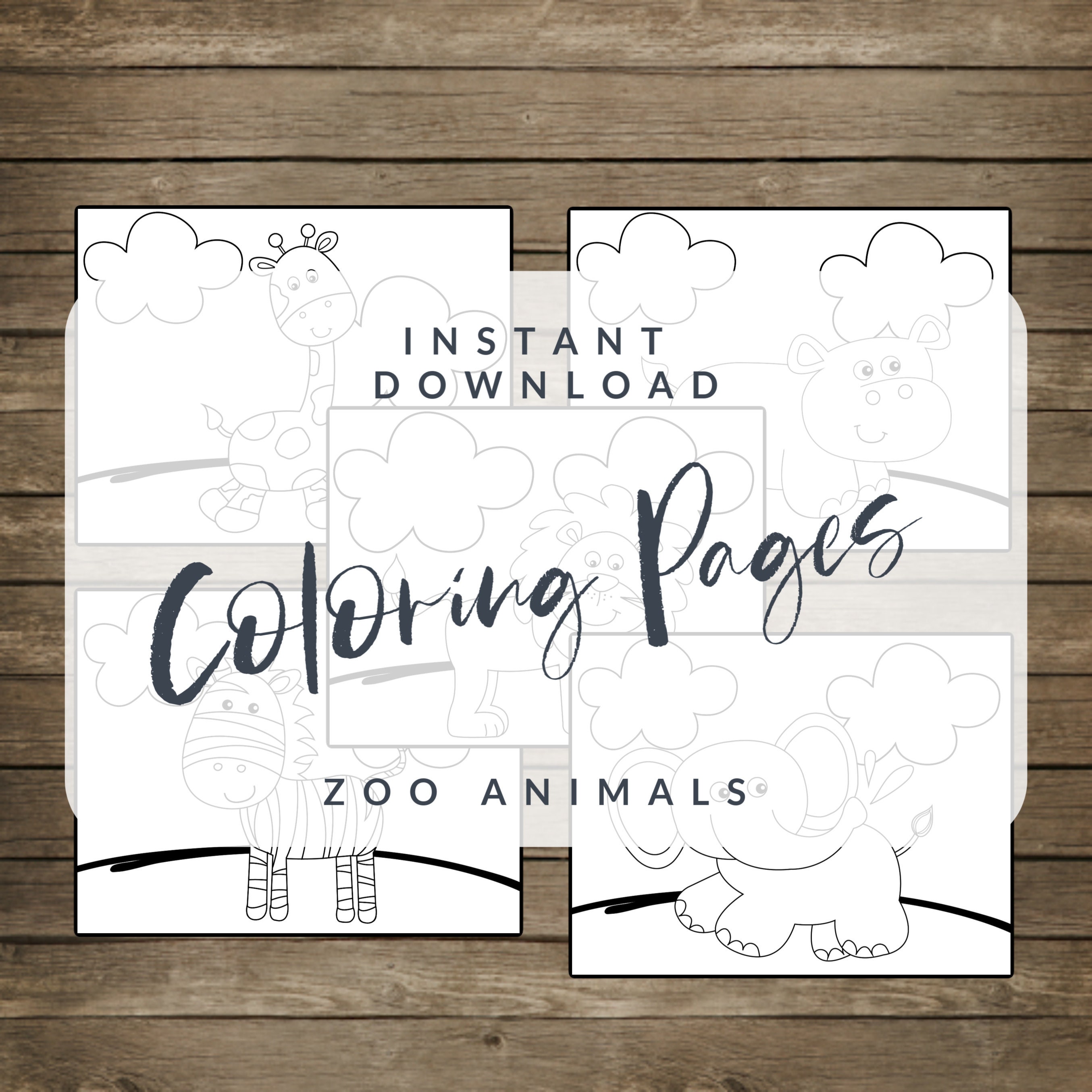 zoo animals coloring pages instant download zoo animal etsy