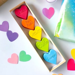 Conversation Heart Crayons Valentine's Day Gifts For Kids Valentines Day Class Favors Kids Valentine's Day Gifts Valentine's Gifts afbeelding 8