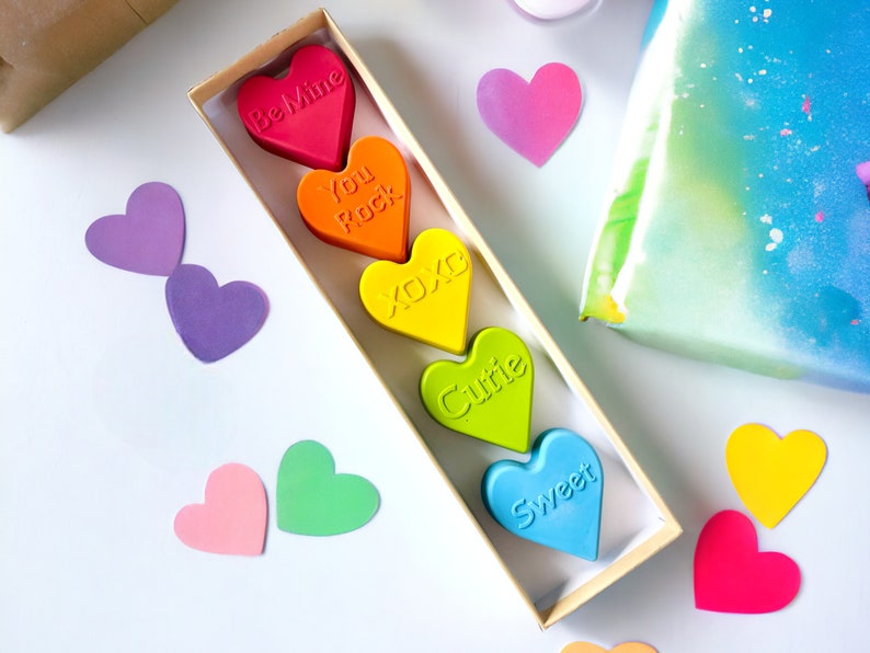 Conversation Heart Crayons Valentine's Day Gifts For Kids Valentines Day Class Favors Kids Valentine's Day Gifts Valentine's Gifts afbeelding 8