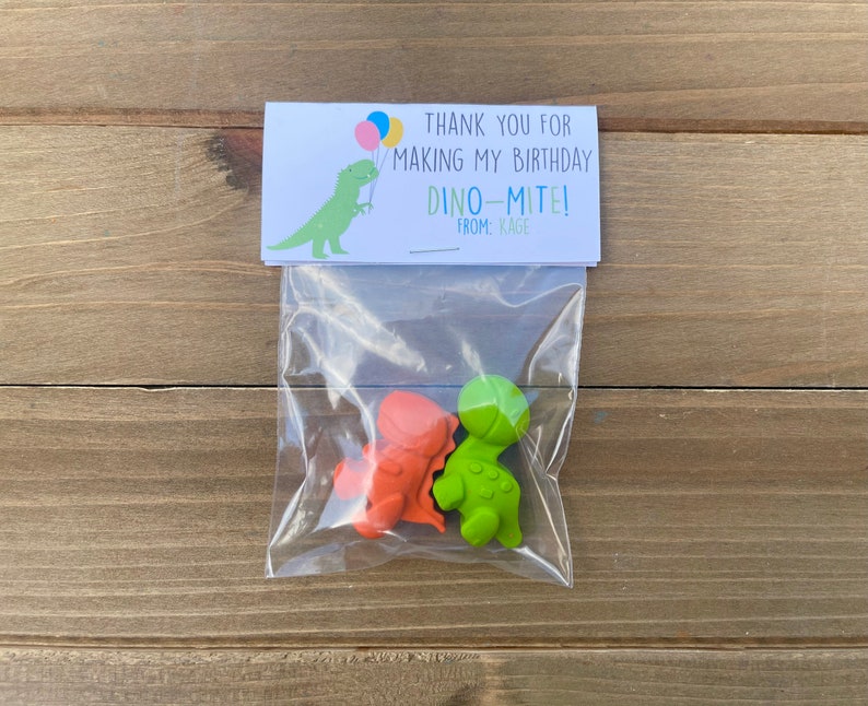 Dinosaur Party Favors Dinosaur Crayons Dinosaur Birthday Party Favors Kids Party Favors Dinosaur Party Favor Bags Class Favors image 3