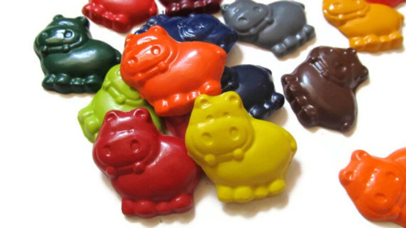 Hippo Crayons set of 50 Hippo Party Favors Hippo Birthday Hippo Party Hippo Crayons Shaped Crayons Classroom Favors Gifts image 4