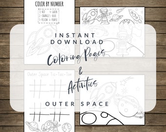 Outer Space Coloring Pages & Activities - Space Party Favors - Outer Space Party Supplies - Kids Coloring Pages - Printable Coloring Pages