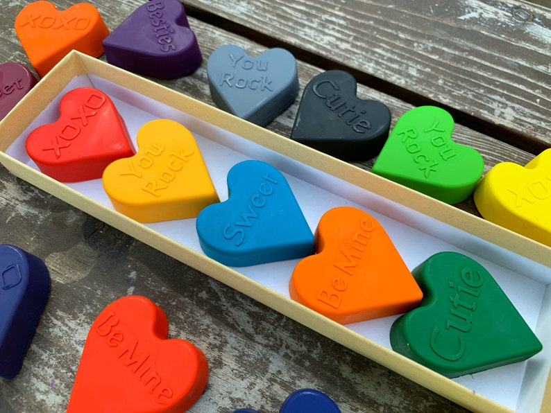 Conversation Heart Crayons Valentine's Day Gifts For Kids Valentines Day Class Favors Kids Valentine's Day Gifts Valentine's Gifts afbeelding 6