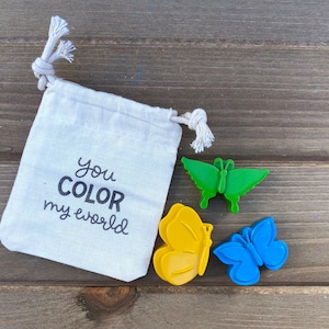 Butterfly Crayons - Kids Valentines - Basket Stuffers - You Color My World - Kids Party Favors - Party Favor Bags - Kids Stocking Stuffers