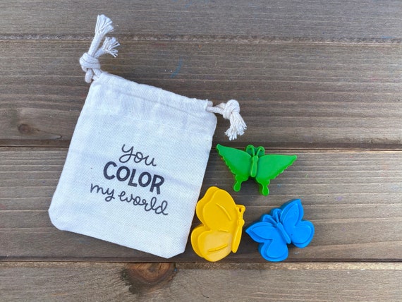 Butterfly Crayons - Kids Valentines - Basket Stuffers - You Color My World - Kids Party Favors - Party Favor Bags - Kids Stocking Stuffers Il_570xn
