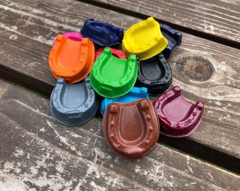 Horseshoe crayons set of 10 - Horse Party Favors - Horse Birthday Party - Kids Gifts - Classroom Party Favors - Shaped Crayons - Horses