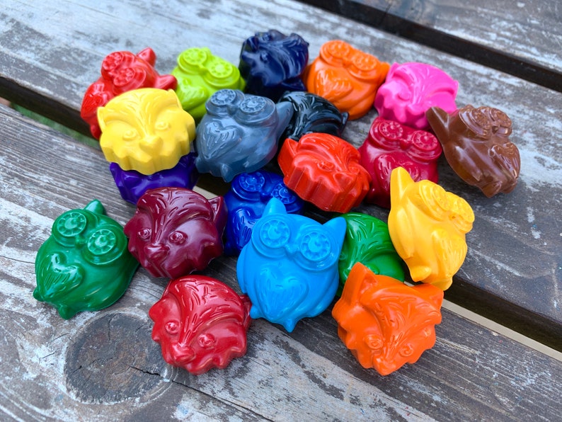Woodland Crayons Set of 40 Fox Party Favors Gifts For Kids Kids Gifts Owl Party Favors Woodland Party Favors Forest Animals
