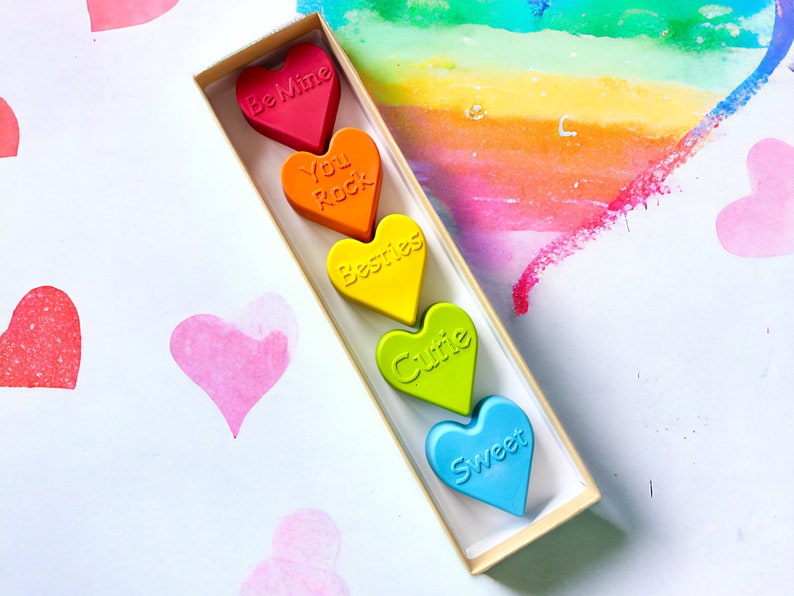 Conversation Heart Crayons Valentine's Day Gifts For Kids Valentines Day Class Favors Kids Valentine's Day Gifts Valentine's Gifts afbeelding 5