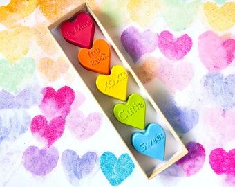 Valentines Day Conversation Heart Crayons - Valentines Day Kids - Valentines Day Class Favors - Valentines Day Gifts For Kids - Party Favors