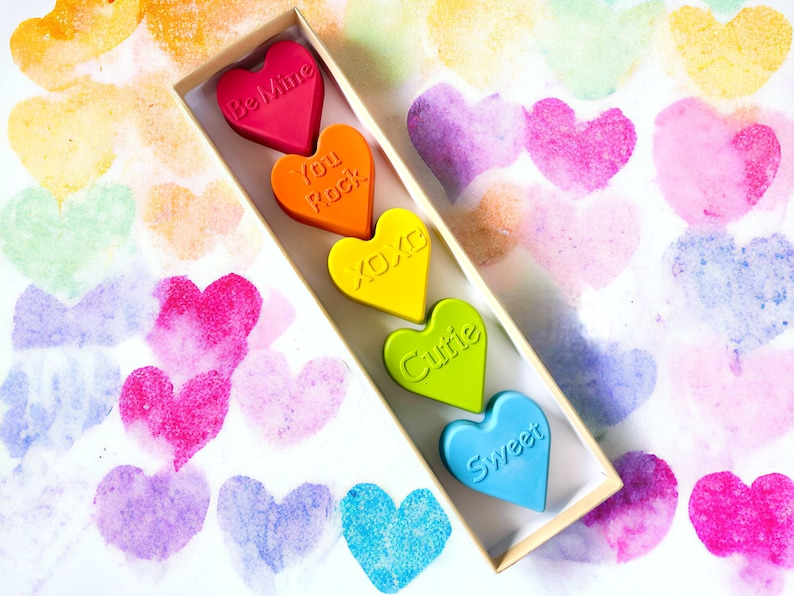 Conversation Heart Crayons Valentine's Day Gifts For Kids Valentines Day Class Favors Kids Valentine's Day Gifts Valentine's Gifts afbeelding 4