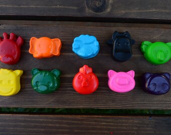 Animal Crayons set of 10 - Animal Party Favors - Animal Birthday Party - Kids Party Favor Crayons - Classroom Party Favors - Shaped Crayons