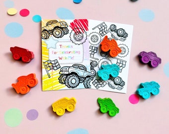 Monster Truck Party Favors - Monster Truck Crayons - Monster Truck Birthday Party Favors - Personalized Party Favors - Kids Party Favors