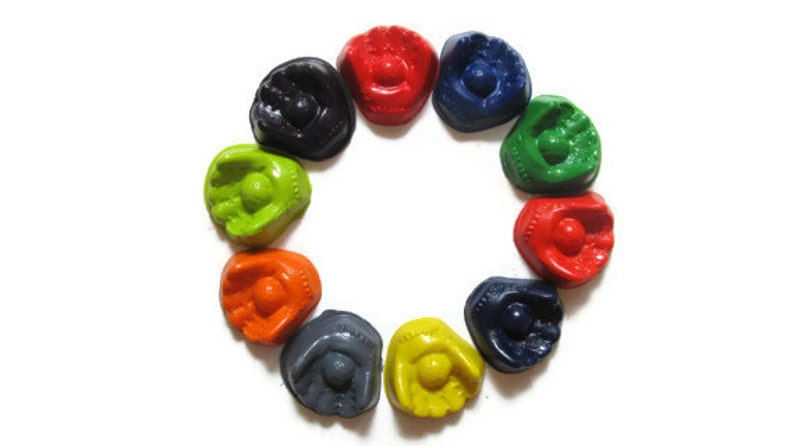 recycled crayons Baseball Glove Crayons set of 20 party favors