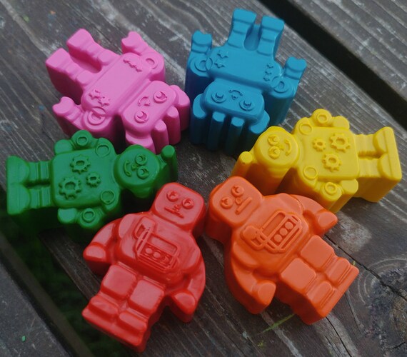 Robot Crayons Set Of 48 - Robot Party Favors - Robot Crayons - Robot Birthday Party Favors - Party Favors - Robot Gift - Crayons - Robots Il_570xn