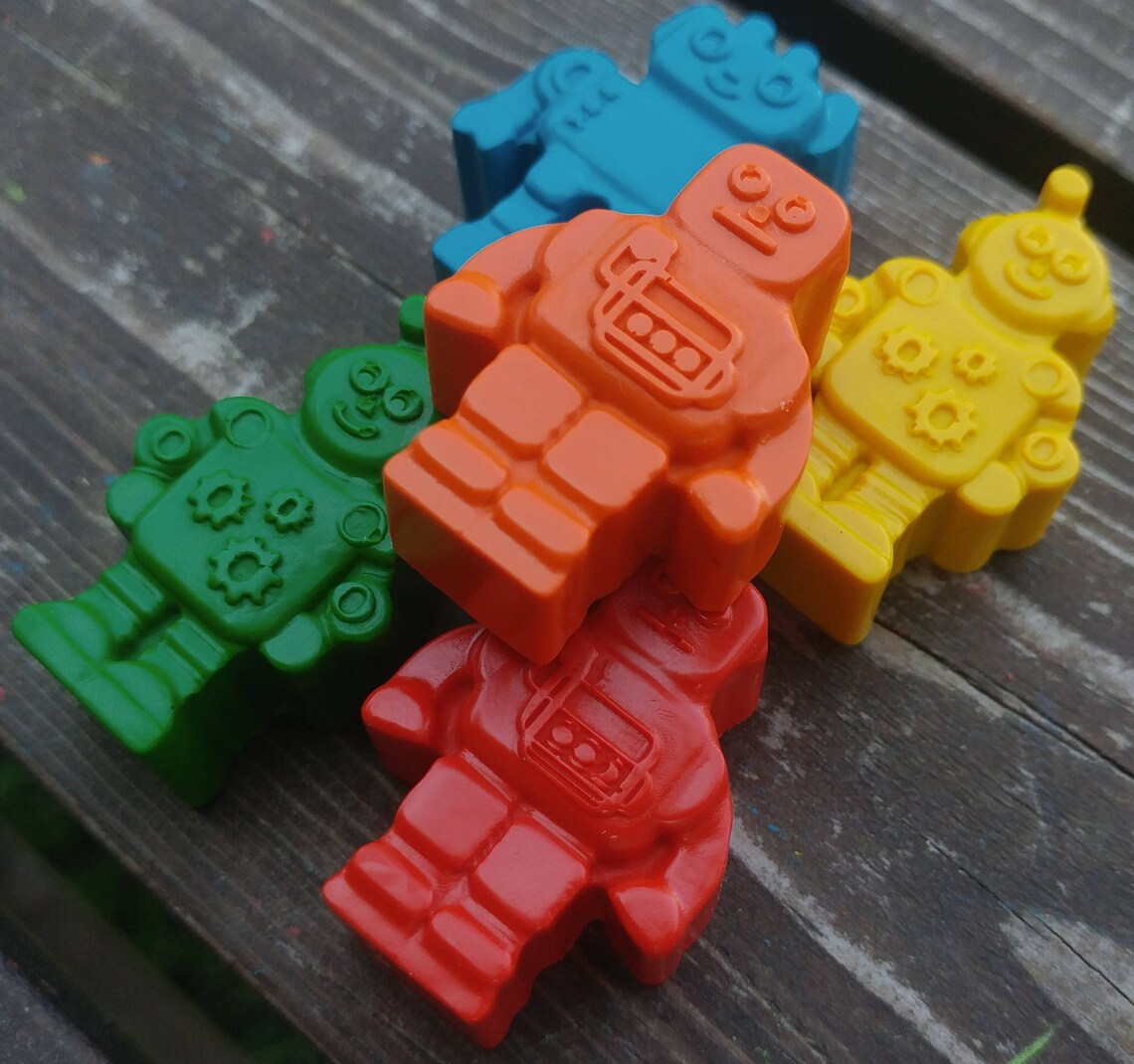 Robot Crayons Set of 12 Robot Party Favors Robot Crayons Etsy