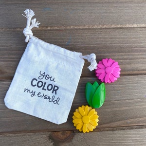 Flower Crayons - Flower Party Favors - Basket Stuffers - You Color My World - Kids Party Favors - Kids Valentines Day - Stocking Stuffers