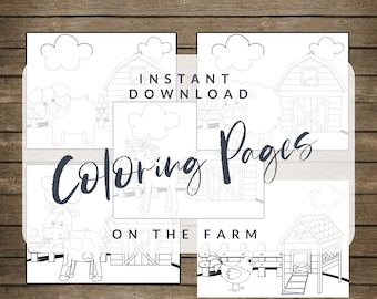 Farm Animals Coloring Pages - Instant Download - Farm Animal Party Favors - Farm Party Printable - Kids Coloring Pages - Farm Party Supplies