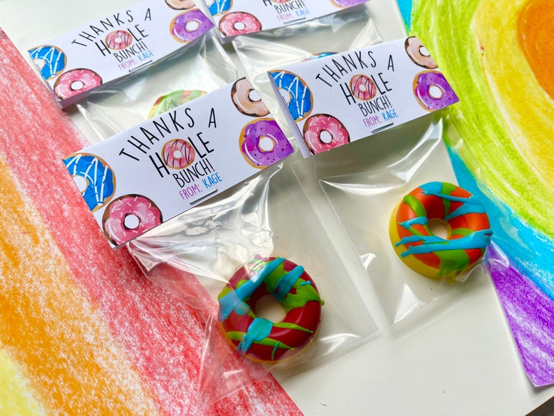 Donut Party Favors Donut Crayons Thanks A Hole Bunch Party Favors Personalized Kids Party Favors Donut Party Favor Bags Donuts image 5