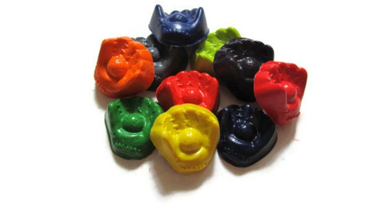 recycled crayons Baseball Glove Crayons set of 20 party favors
