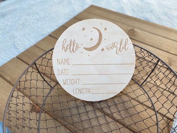 Moon Birth Stats Sign - Engraved Wood Baby Sign - Birth Announcement Sign - Hospital Welcome Sign - Baby Shower Gifts - Baby Photo Props Il_570xn