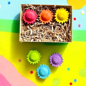 Sun Crayons - Kids Party Favors - Sunshine Birthday Gift For Kids - Another Year Around The Sun - Stocking Stuffers - Easter Basket Stuffers