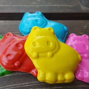 Hippo Crayons set of 50 Hippo Party Favors Hippo Birthday Hippo Party Hippo Crayons Shaped Crayons Classroom Favors Gifts image 2