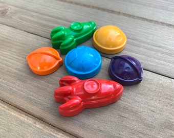 Rocket Ship and Planet Crayons Set Of 12 - Rocket Party Favors - Gifts For Kids - Outer Space Party- Planet Party Favors - Kids Party Favors