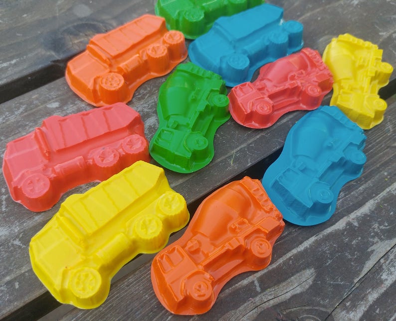 Dump Truck and Cement Truck Crayons set of 20 Construction Party Favors Construction Birthday Party Dump Truck Crayons Shaped Crayon image 6