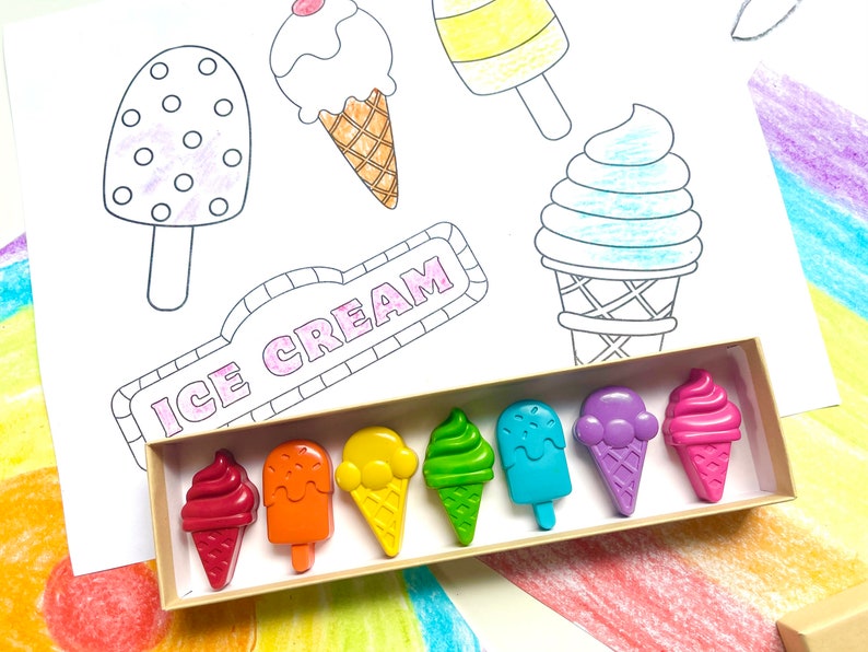 Ice Cream Crayons Ice Cream Party Favors Gifts For Kids Stocking Stuffers Easter Basket Stuffers Valentines Day Gifts For Kids image 3